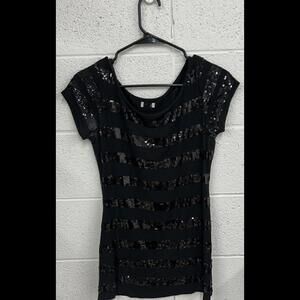 Sweetees Black Sequin T-Shirt (M)